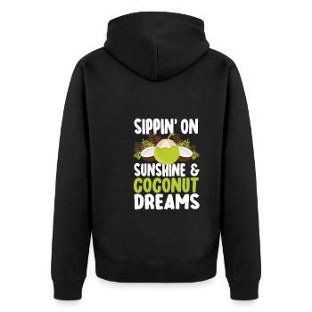 Toller Kokosnuss Spruch - Unisex Premium Bio Zip Hoodie - Schwarz - Hinten - Nico (187cm)