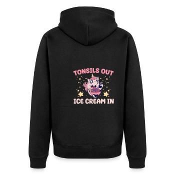 Wiederherstellung nach TonsillenMandeln Raus Eis R - Unisex Premium Bio Zip Hoodie - Schwarz - Hinten - Nico (187cm)