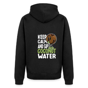 Coconut Water Humor - Unisex Premium Organic Zip Hoodie - black - Back - Nico (187cm)