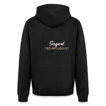 Chirurgisch-technischer Assistent Leoparden Design - Unisex Premium Bio Zip Hoodie - Schwarz - Hinten - Nico (187cm)