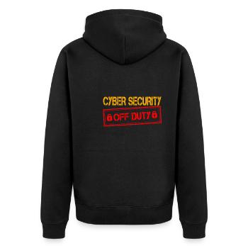 CybCyber Security Ausser Dienst - Unisex Premium Bio Zip Hoodie - Schwarz - Hinten - Nico (187cm)