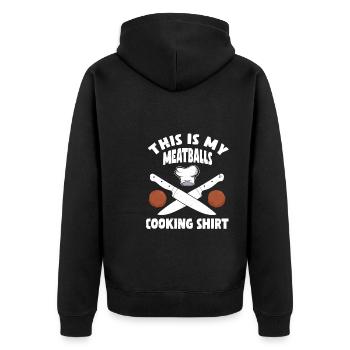 schwedischeSchwedische Fleischbällchen Kochshirt - Unisex Premium Bio Zip Hoodie - Schwarz - Hinten - Nico (187cm)