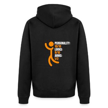 Bras Amputateur Humour Bras 1/2 - Veste à capuche bio Premium Unisexe - noir - Dos - Nico (187cm)