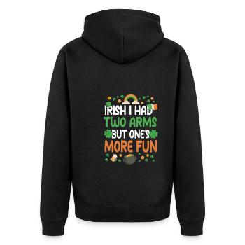 Armamputierter St. Patrick's Day - Unisex Premium Bio Zip Hoodie - Schwarz - Hinten - Nico (187cm)