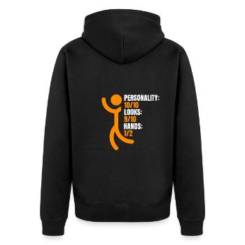 Humor for hand amputees - Unisex Premium Organic Zip Hoodie - black - Back - Nico (187cm)