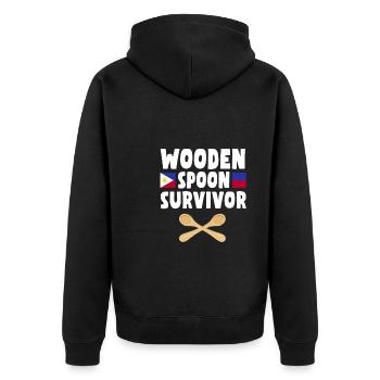 Filipino Wooden Spoon Survivor - Unisex Premium Bio Zip Hoodie - Schwarz - Hinten - Nico (187cm)