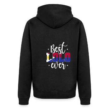 Lolo Philippinischer Opa - Unisex Premium Bio Zip Hoodie - Schwarz - Hinten - Nico (187cm)