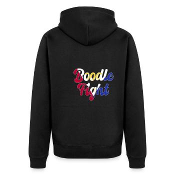 Philippinischer Boodle Fight - Unisex Premium Bio Zip Hoodie - Schwarz - Hinten - Nico (187cm)