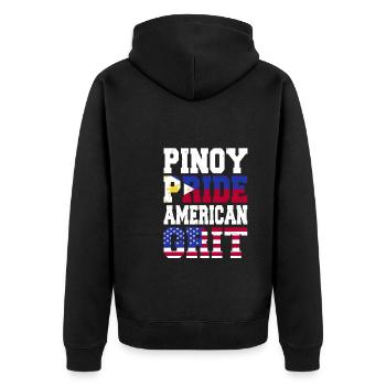 Pinoy Pride American Grit - Unisex Premium Bio Zip Hoodie - Schwarz - Hinten - Nico (187cm)