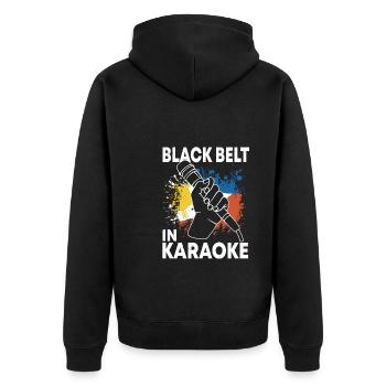 Philippinisches Karaoke Design - Unisex Premium Bio Zip Hoodie - Schwarz - Hinten - Nico (187cm)