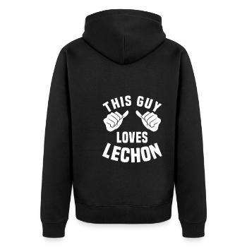 Ce mec adore le lechon - Veste à capuche bio Premium Unisexe - noir - Dos - Nico (187cm)