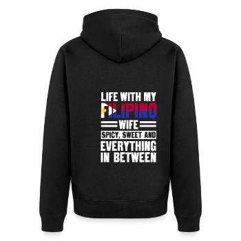 Femme philippine Humour - Veste à capuche bio Premium Unisexe - noir - Dos - Nico (187cm)