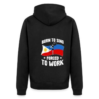Chemise philippine Videoke Karaoke Philippines - Veste à capuche bio Premium Unisexe - noir - Dos - Nico (187cm)