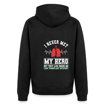 Outfit for Lung Transplant Survivors - Unisex Premium Organic Zip Hoodie - black - Back - Nico (187cm)