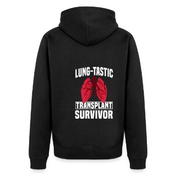 Erfolgsquote bei LungentranspLustiges Lungentransp - Unisex Premium Bio Zip Hoodie - Schwarz - Hinten - Nico (187cm)