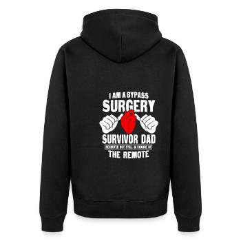 Bypass-Operation Überlebender Papa - Unisex Premium Bio Zip Hoodie - Schwarz - Hinten - Nico (187cm)