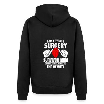 Bypass-Operation Überlebende Mama - Unisex Premium Bio Zip Hoodie - Schwarz - Hinten - Nico (187cm)
