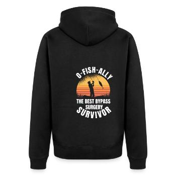 Bypass surgery and fishing - Unisex Premium Organic Zip Hoodie - black - Back - Nico (187cm)