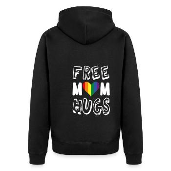 Free Mom Hugs Lesbian Shirt - Unisex Premium Organic Zip Hoodie - black - Back - Nico (187cm)