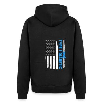 American Type-1 Diabetic - Unisex Premium Organic Zip Hoodie - black - Back - Nico (187cm)