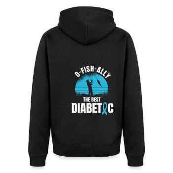 Diabetiker Und Angler - Unisex Premium Bio Zip Hoodie - Schwarz - Hinten - Nico (187cm)