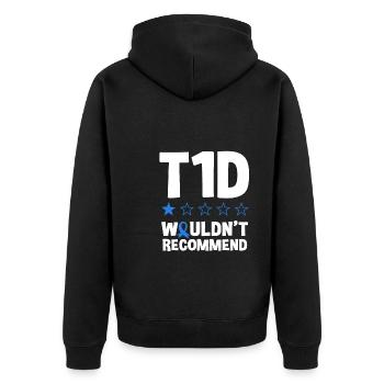 Humour drôle de diabète de type 1 - Veste à capuche bio Premium Unisexe - noir - Dos - Nico (187cm)