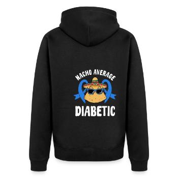 Diabetes-bewusstsein, Insulin-therapie, Blutzucker - Unisex Premium Bio Zip Hoodie - Schwarz - Hinten - Nico (187cm)