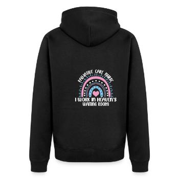 Palliative care - Unisex Premium Organic Zip Hoodie - black - Back - Nico (187cm)