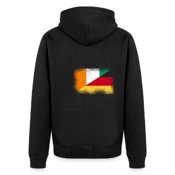 Elfenbeinküste Deutschland - Unisex Premium Bio Zip Hoodie - Schwarz - Hinten - Nico (187cm)