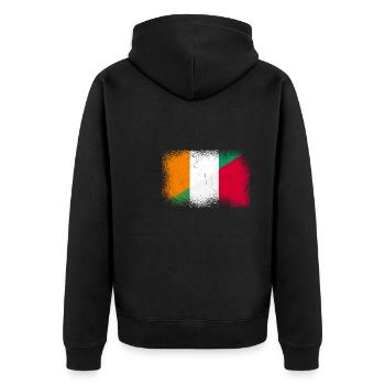 Elfenbeinküste Italien - Unisex Premium Bio Zip Hoodie - Schwarz - Hinten - Nico (187cm)