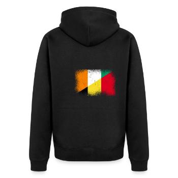 Elfenbeinküste Belgien Fahne - Unisex Premium Bio Zip Hoodie - Schwarz - Hinten - Nico (187cm)