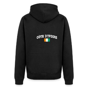 Cote D'Ivory - Unisex Premium Bio Zip Hoodie - Schwarz - Hinten - Nico (187cm)