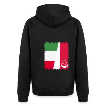 Singapur Italien - Unisex Premium Bio Zip Hoodie - Schwarz - Hinten - Nico (187cm)