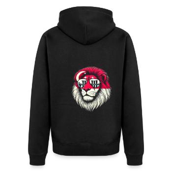 Singapore Löwe - Unisex Premium Bio Zip Hoodie - Schwarz - Hinten - Nico (187cm)