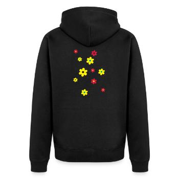 Blumen - Unisex Premium Bio Zip Hoodie - Schwarz - Hinten - Nico (187cm)