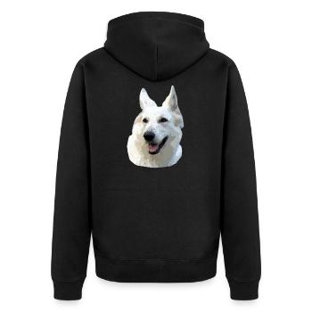 White Shepherd - Unisex Premium Organic Zip Hoodie - black - Back - Nico (187cm)