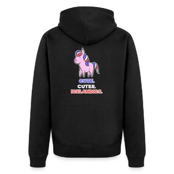 Pony Haflinger Statement Islandpferde Islandponys - Unisex Premium Bio Zip Hoodie - Schwarz - Hinten - Nico (187cm)