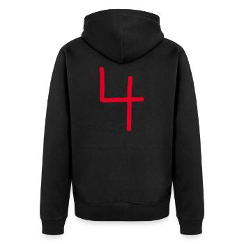4 Numéro quatre numéro noir anniversaire - Veste à capuche bio Premium Unisexe - noir - Dos - Nico (187cm)