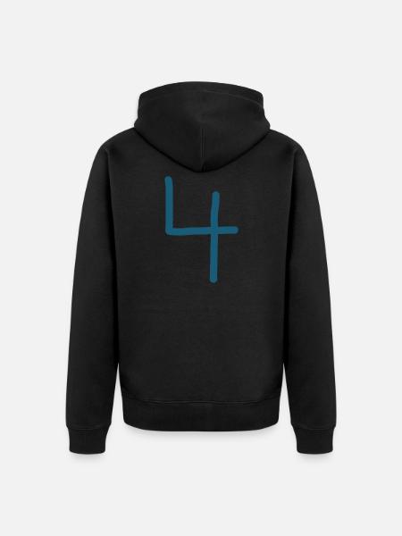 4 Number four number birthday - Unisex Premium Organic Zip Hoodie - black