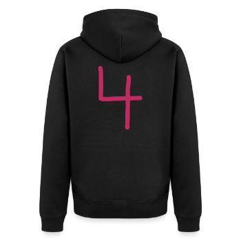 4 Numéro quatre rose numéro rouge Anniversaire - Veste à capuche bio Premium Unisexe - noir - Dos - Nico (187cm)
