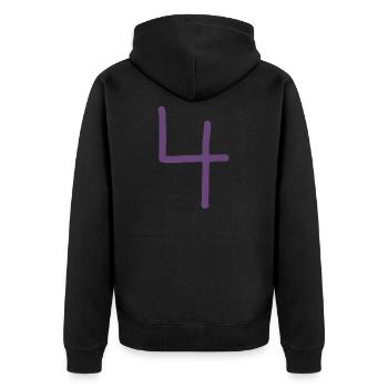 4 Numéro quatre numéro violet anniversaire - Veste à capuche bio Premium Unisexe - noir - Dos - Nico (187cm)