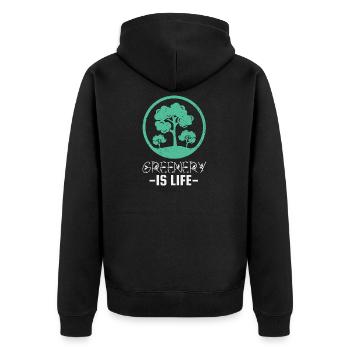 Green is Life – Tree Circle Logo - Unisex Premium Organic Zip Hoodie - black - Back - Nico (187cm)