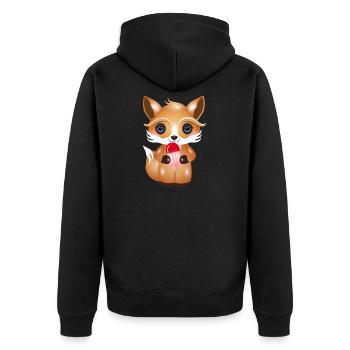 Cute kawaii fox with red ice cream on style - Unisex Premium Organic Zip Hoodie - black - Back - Nico (187cm)