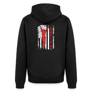 USA Flag Patriotic Trampoline - Unisex Premium Organic Zip Hoodie - black - Back - Nico (187cm)