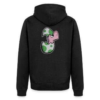 Dinosaurier Ei Dino Baby Motiv - Unisex Premium Bio Zip Hoodie - Schwarz - Hinten - Nico (187cm)