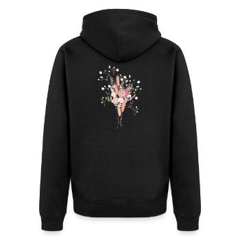 Bouquet de fleurs séchées avec illustration de l’haleine de bébé - Veste à capuche bio Premium Unisexe - noir - Dos - Nico (187cm)