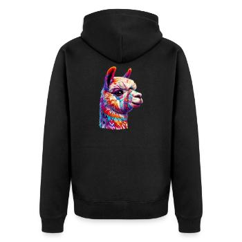 Alpaka - Unisex Premium Bio Zip Hoodie - Schwarz - Hinten - Nico (187cm)