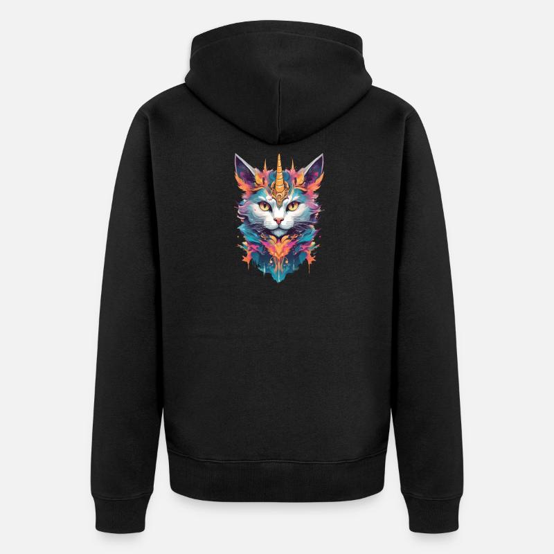 Collection chat licorne 2 - Veste à capuche bio Premium Unisexe - noir