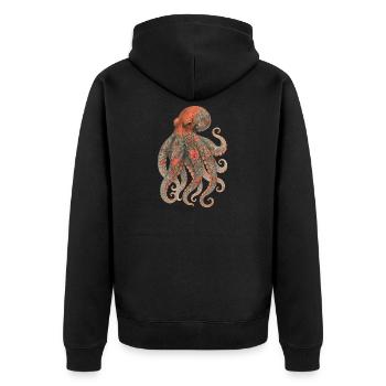 Octopus Yakuza – Watercolor Tattooed Elegance - Unisex Premium Organic Zip Hoodie - black - Back - Nico (187cm)