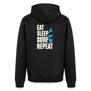 Eat Sleep Surf Repeat - Unisex Premium Organic Zip Hoodie - black - Back - Nico (187cm)